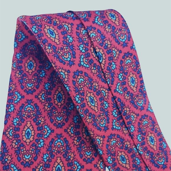 Lanvin Paris Tie 3 Inch Wide Deep Red Burgundy Abstract Silk Narrow - Picture 10 of 13